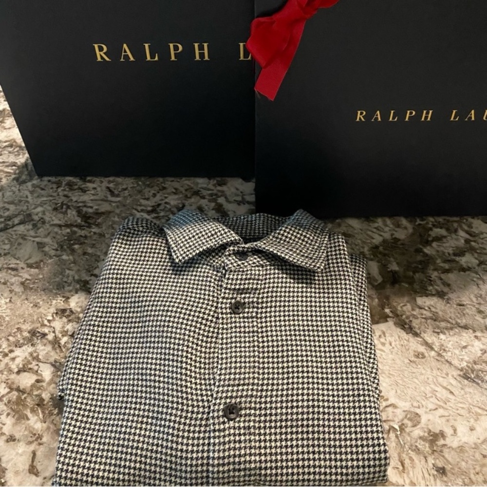 Polo Ralph Lauren Houndstooth long sleeve 100percent cotton shirt -